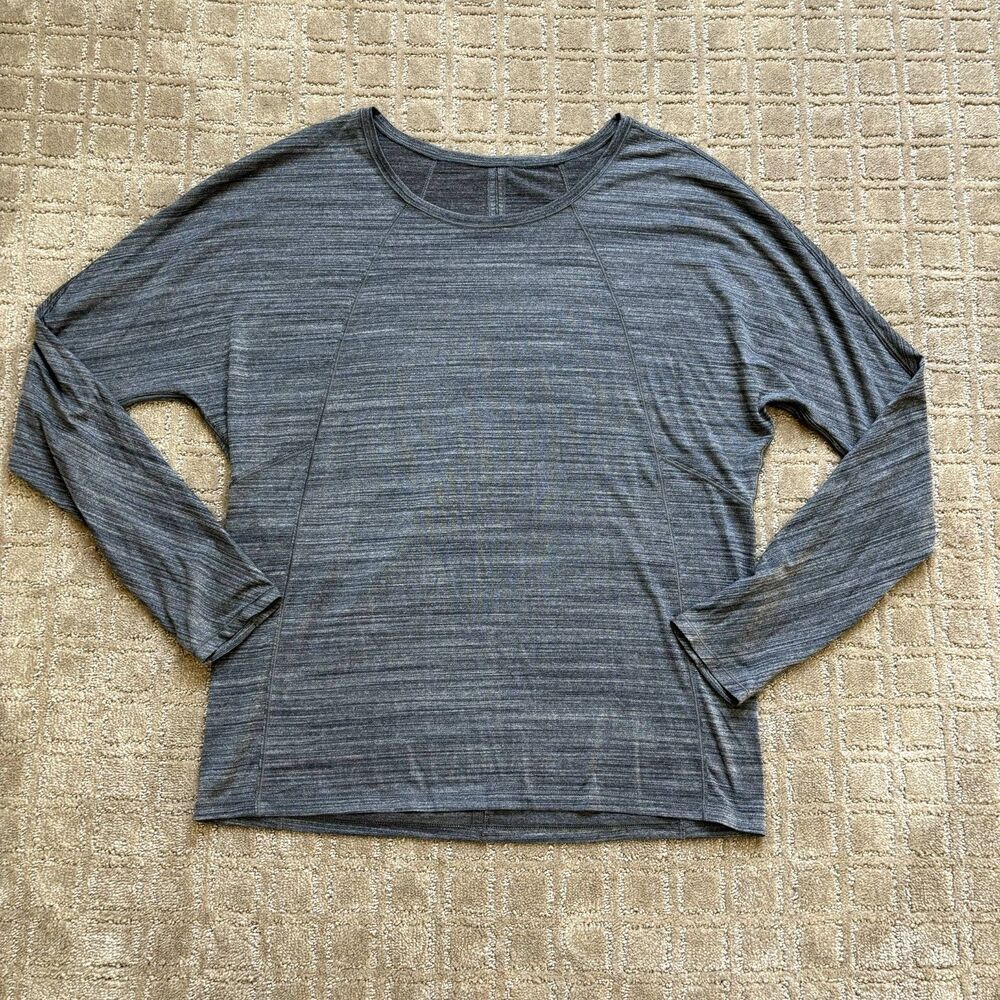 Lululemon Set To Sweat Long Sleeve Shirt Women's 8 Heathered Gray Yoga Run Gym